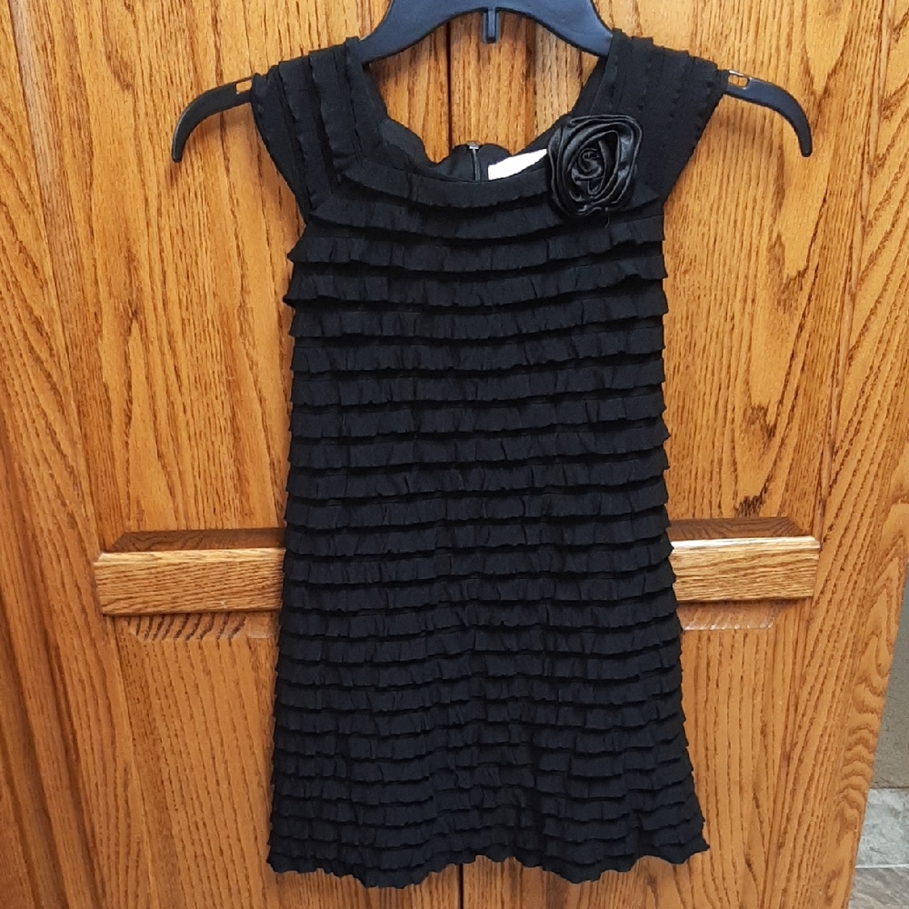 Sweet Heart Rose Black Ruffled Girls Dress